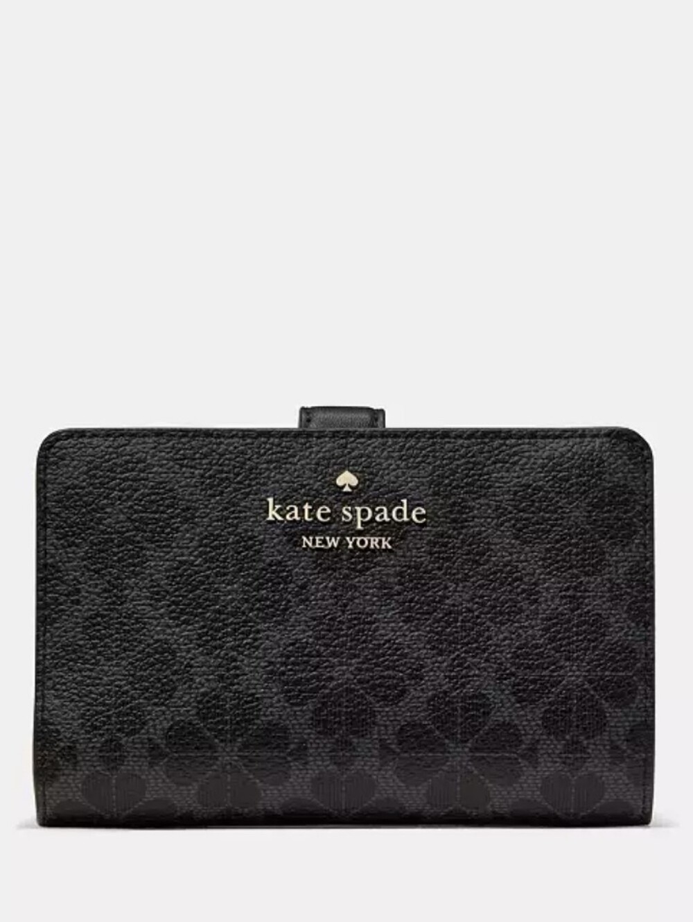 NWT Kate Spade Spade Flower Medium Bifold Wallet, Black